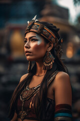 Portrait of a aztec woman warrior