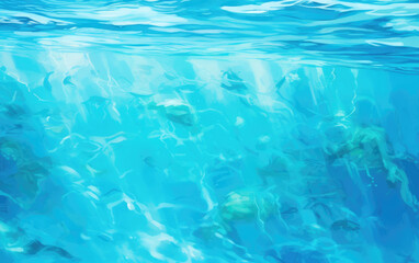 Fototapeta na wymiar Digital Art Style Realistic and turquoise Color sea water AI Generative