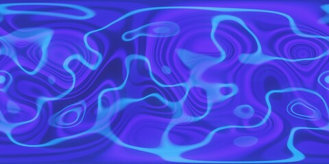 3D Illustration; Computer-generated imagery;  CGI modeling; HDRI; 360º view panoramic; Water waving blue psychedelic texture