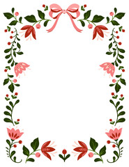 Fototapeta na wymiar Vector Floral Folk Art Christmas Frame