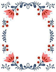 Vector Floral Winter Folk Art Frame