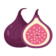 Ripe fig icon flat vector illustration isolated on white