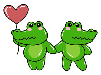 Crocodile Cartoon Cute for Valentines Day
