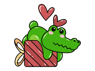 Cute Crocodile Cartoon Drawing Illustration