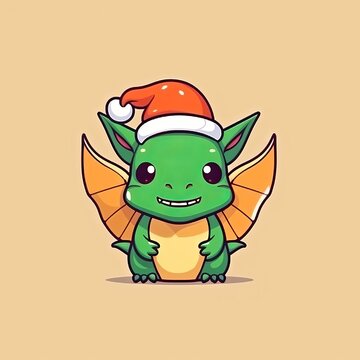Green cute dragon in full size holding a box with a New Year's gift. illustrative minimalistic image. Generative AI