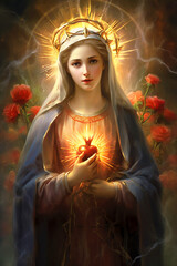 Immaculate Heart of the Holy Mary. AI generativ.