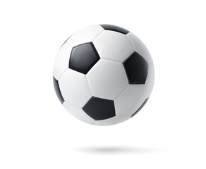 Football ball levitate isolated on white background. Clipping path.