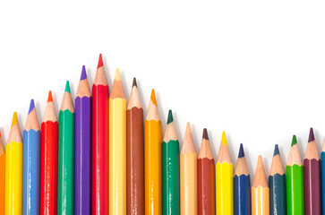 colored pencils on white background