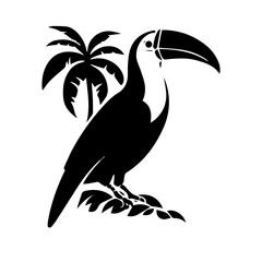 Vector illustration of a black silhouette toucan © DLC Studio