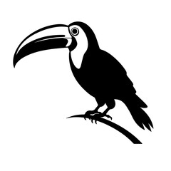 Vector illustration of a black silhouette toucan