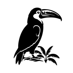 Vector illustration of a black silhouette toucan