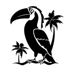 Vector illustration of a black silhouette toucan
