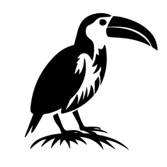Vector illustration of a black silhouette toucan