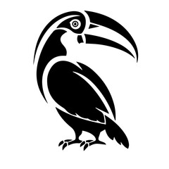 Vector illustration of a black silhouette toucan