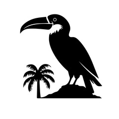 Vector illustration of a black silhouette toucan