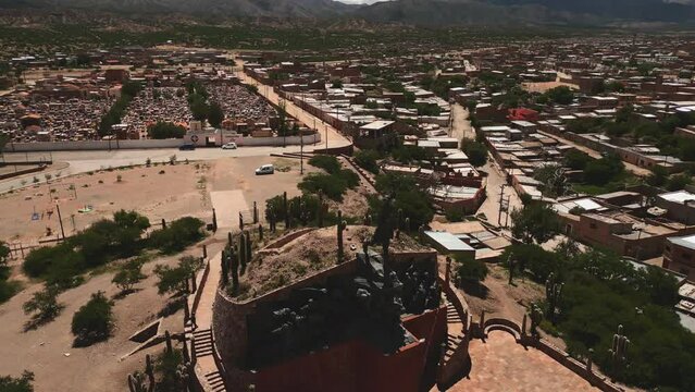 Aerial view of Village Maimara in Humahuaca Valley, Jujuy Province, Argentina
