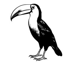 Vector illustration of a black silhouette toucan