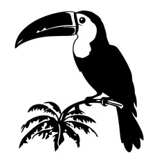 Vector illustration of a black silhouette toucan