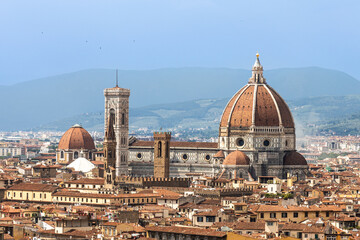 Fototapeta na wymiar Santa Maria del Fiore or popularly known as Duomo of Florence is popular historic attraction in Florence, Italy