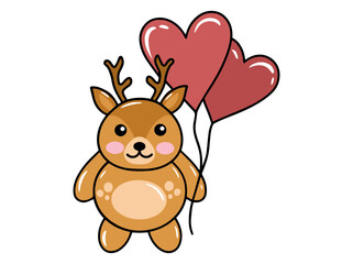 Deer Cartoon Cute for Valentines Day