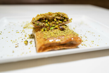Arabic traditional dessert - a tray with a variety of sweets - creative delicious middle eastern pies - Arabic Turkish Cuisine
