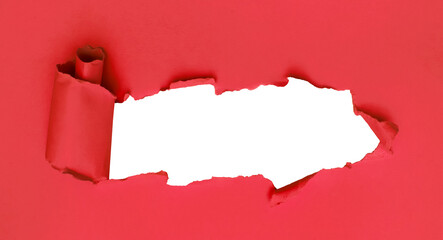 Fototapeta Rozdarta czerwona kartka, tektura z przezroczystym tłem, png obraz