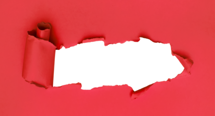 Rozdarta czerwona kartka, tektura z przezroczystym tłem, png