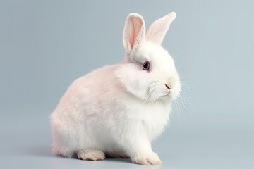 white rabbit isolated on grey background