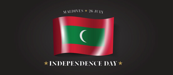 Maldives happy independence day greeting card, banner with template text vector illustration