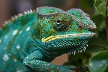 Obraz premium green iguana on a tree