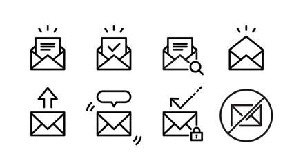 e-mail sending, opening, notifications various icon set