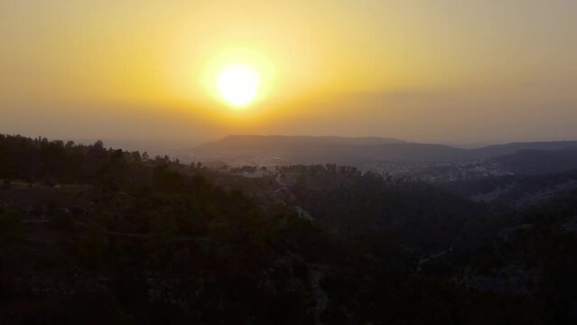 Panoramic View of Nature in Jerusalem Hills, Israel - Aerial 4K Drone Shot