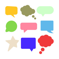 Vector set of colorful speech bubbles isolated on white background.