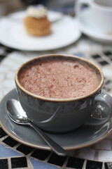 a cup of coffee with chocolate