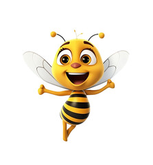 Bee model 3D cute cartoon die-cut background ,Generative AI