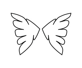 wing icon black line design. Wings badge on a white background. Vector illustration.	