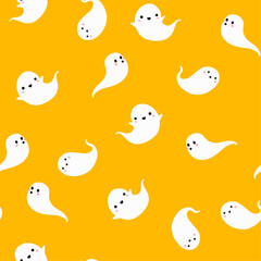 Halloween seamless pattern with ghosts