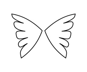 wing icon black line design. Wings badge on a white background. Vector illustration.	