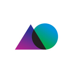triangle and circle shapes link and gradient colors with abstract logo design