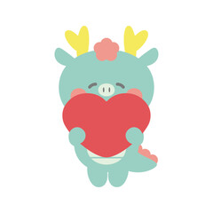 大きなハートを持っている笑顔の辰（龍）