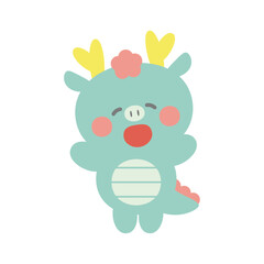 満面の笑みで万歳する辰（龍）