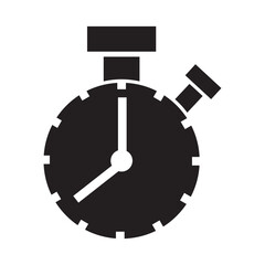 stop watch timer clock icon filled vector. chronometer countdown dial sign symbol for web app ui. analogue counting alarm quick time measurement accurate. Start graphic solid speed training second.