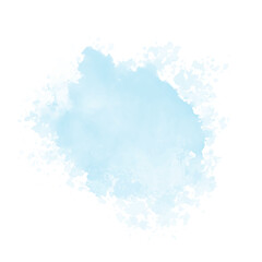 Fototapeta na wymiar Abstract pattern with blue watercolor cloud on white background. Cyan watercolour water brash splash texture. Vector pastel color paint stain. Blue watercolor background