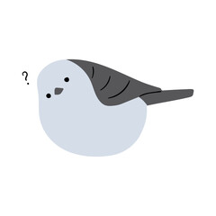 long tailed tit single or shima enaga single 6 cute on a white background, vector illustration