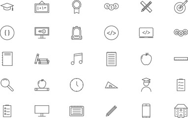 Vector set of line icons of education. Icons png. Outline icons.