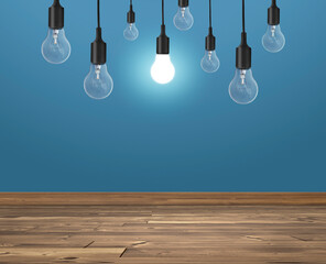 light bulbs interior decoration colored wall and brown wooden floor
