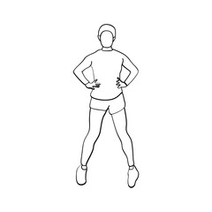 Woman sport activities yoga line art style