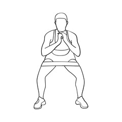 Woman sport activities yoga line art style
