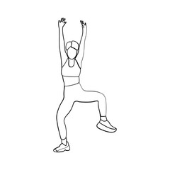 Woman sport activities yoga line art style