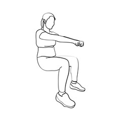 Woman sport activities yoga line art style